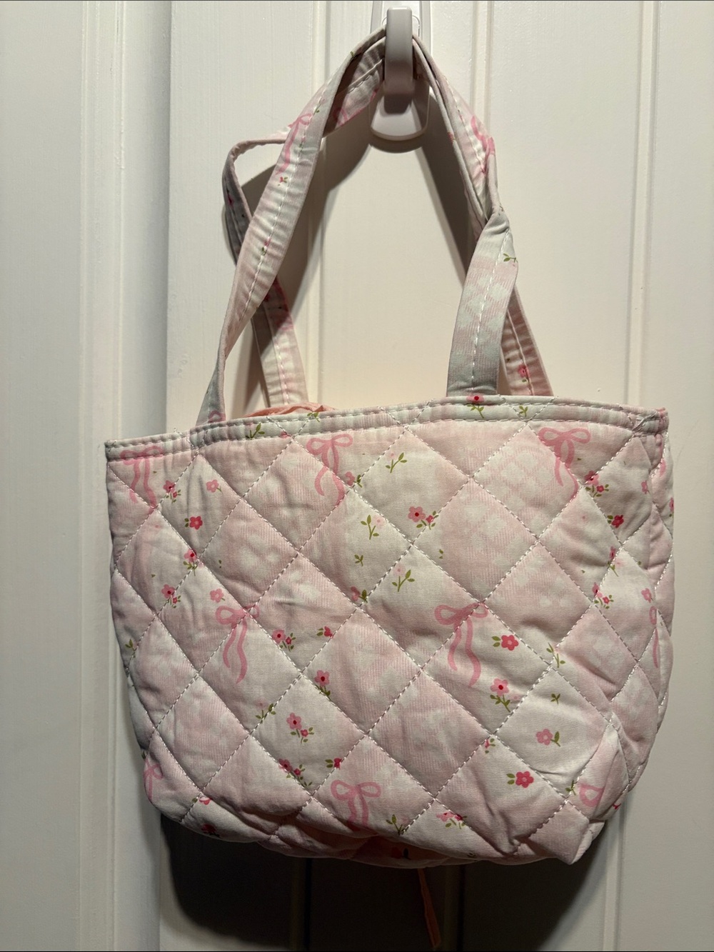 Quilted Pink Floral Tote Bag